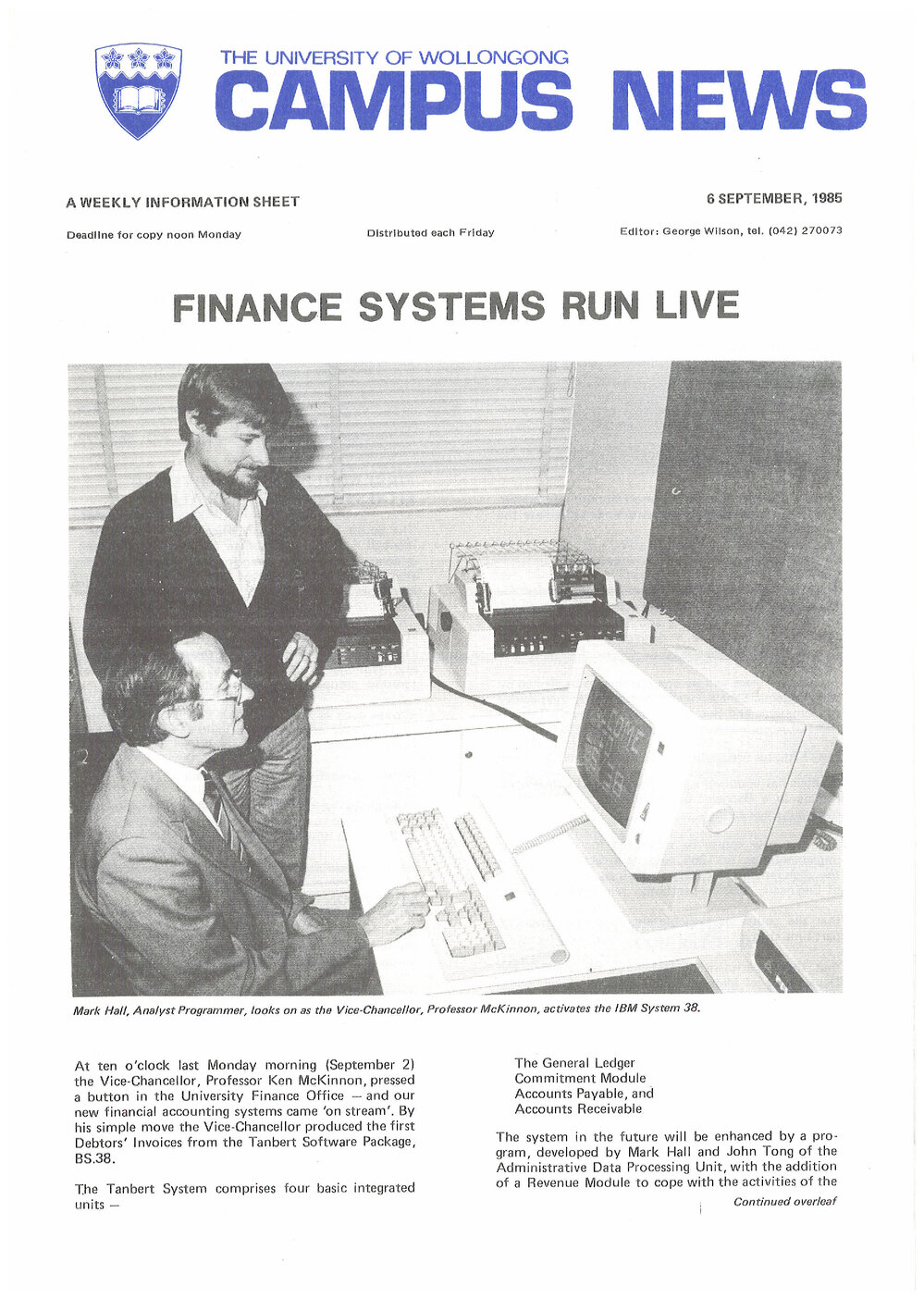 Campus News 6 September 1985