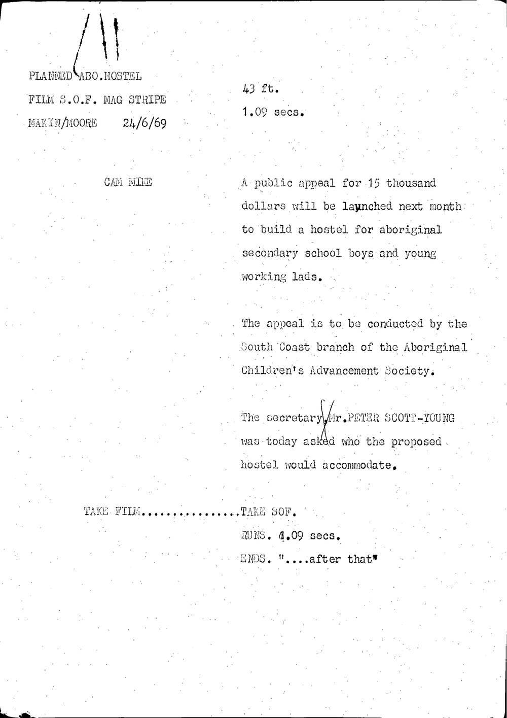 WIN News Anchor Script 24 June 1969