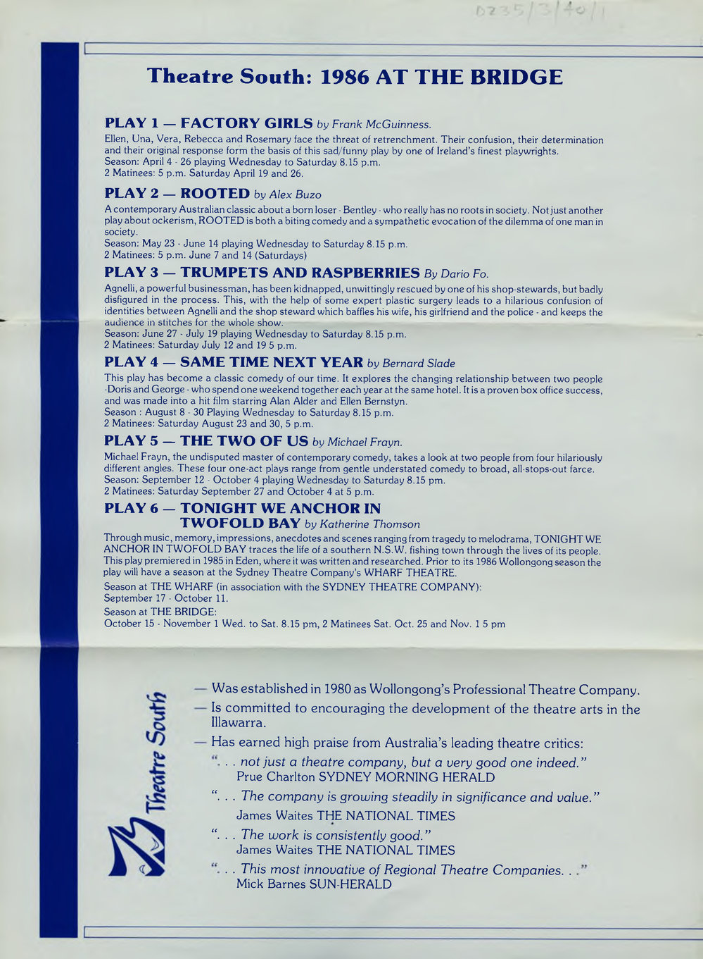 Miscellaneous playbill