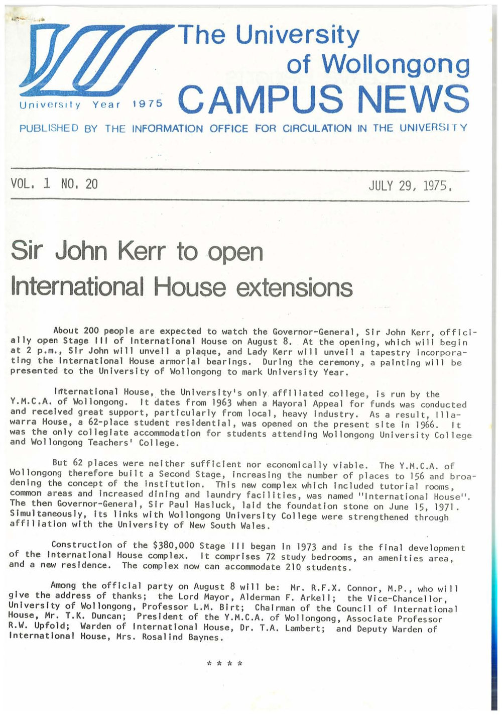 Campus News 29 July 1975