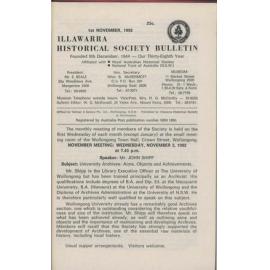 Illawarra Historical Society Bulletin November 1982