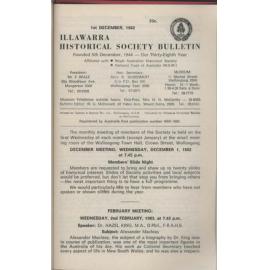 Illawarra Historical Society Bulletin December 1982