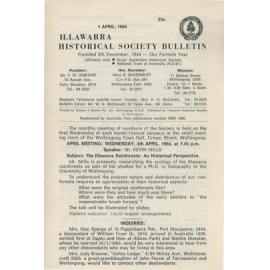 Illawarra Historical Society Bulletin April 1984