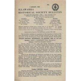 Illawarra Historical Society Bulletin August 1984