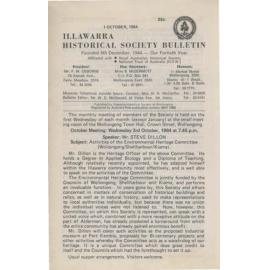 Illawarra Historical Society Bulletin October 1984