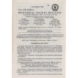 Illawarra Historical Society Bulletin December 1985
