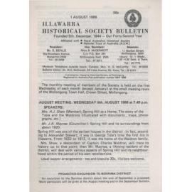 Illawarra Historical Society Bulletin August 1986