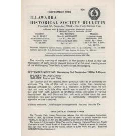 Illawarra Historical Society Bulletin September 1986
