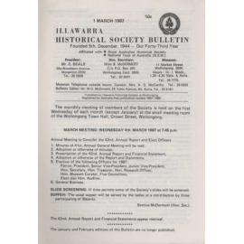 Illawarra Historical Society Bulletin March 1987