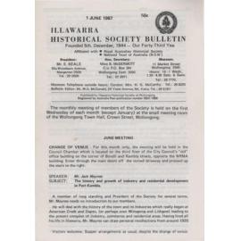 Illawarra Historical Society Bulletin June 1987