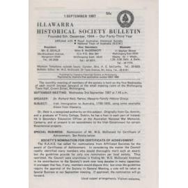 Illawarra Historical Society Bulletin September 1987