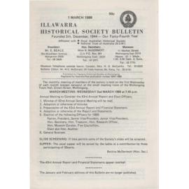 Illawarra Historical Society Bulletin March 1988