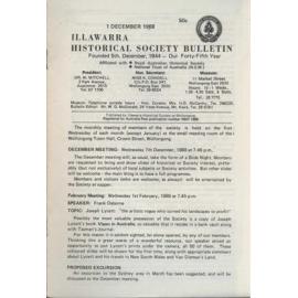 Illawarra Historical Society Bulletin December 1988