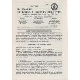 Illawarra Historical Society Bulletin May 1989