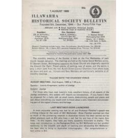 Illawarra Historical Society Bulletin August 1989