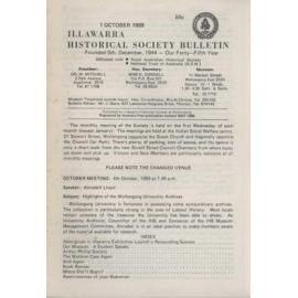 Illawarra Historical Society Bulletin October 1989