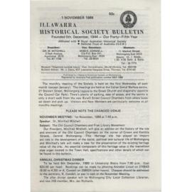 Illawarra Historical Society Bulletin November 1989