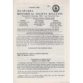 Illawarra Historical Society Bulletin March 1990