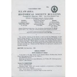 Illawarra Historical Society Bulletin November 1991