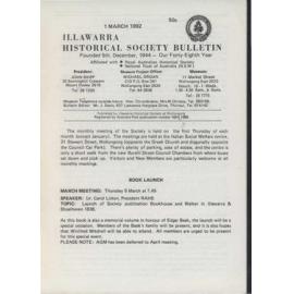 Illawarra Historical Society Bulletin March 1992