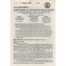 Illawarra Historical Society Bulletin March 1993