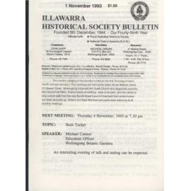 Illawarra Historical Society Bulletin November 1993