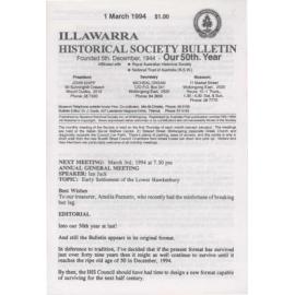 Illawarra Historical Society Bulletin March 1994