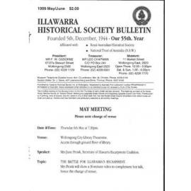 Illawarra Historical Society Bulletin May-June 1999 