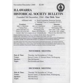 Illawarra Historical Society Bulletin November-December 2000
