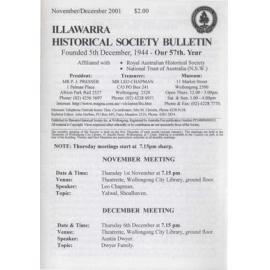 Illawarra Historical Society Bulletin November-December 2001