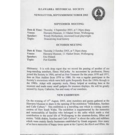 Illawarra Historical Society Bulletin September-October 2003