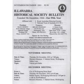 Illawarra Historical Society Bulletin November-December 2003