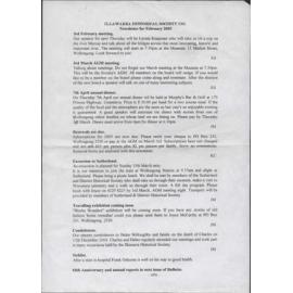 Illawarra Historical Society Bulletin February 2005