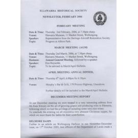 Illawarra Historical Society Bulletin February 2006
