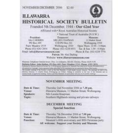 Illawarra Historical Society Bulletin November-December 2006