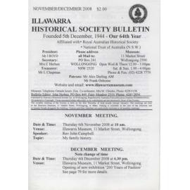Illawarra Historical Society Bulletin November-December 2008