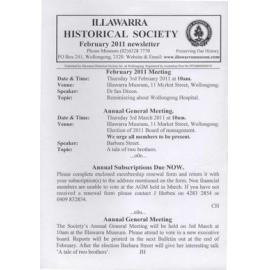 Illawarra Historical Society Bulletin February 2011