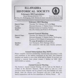 Illawarra Historical Society Bulletin February 2013