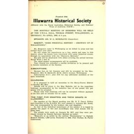 Illawarra Historical Society Bulletin March 1960