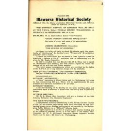 Illawarra Historical Society Bulletin August 1960