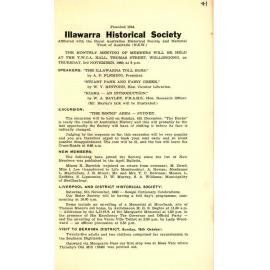 Illawarra Historical Society Bulletin October 1960
