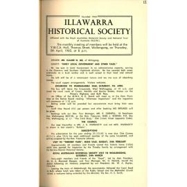 Illawarra Historical Society Bulletin March 1962