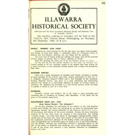 Illawarra Historical Society Bulletin November 1963