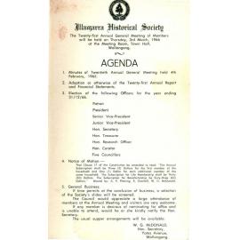 21st Annual Report of the Illawarra Historical Society 1965