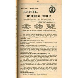 Illawarra Historical Society Bulletin July 1968