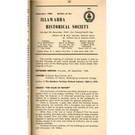 Illawarra Historical Society Bulletin September 1968