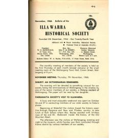 Illawarra Historical Society Bulletin November 1968