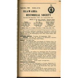 Illawarra Historical Society Bulletin September 1969