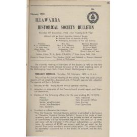 Illawarra Historical Society Bulletin February 1970