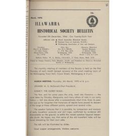 Illawarra Historical Society Bulletin March 1970
